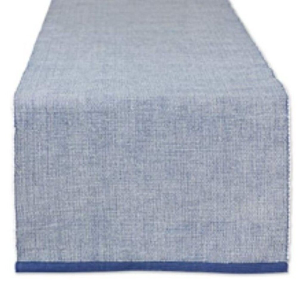 DII Eco-Friendly Fine Ribbed Collection Table Runner, 13x72 French Blue